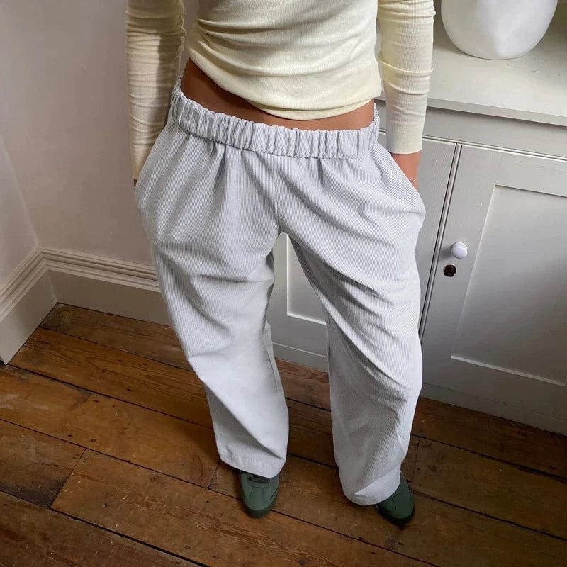 Lavinque Pants Pantalon Large Rayé | Taille Élastique | Confortable et Tendance