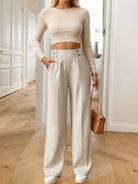 Lavinque Pants Pantalon Taille Haute Écru | Large et Élégant | Chic et Polyvalent
