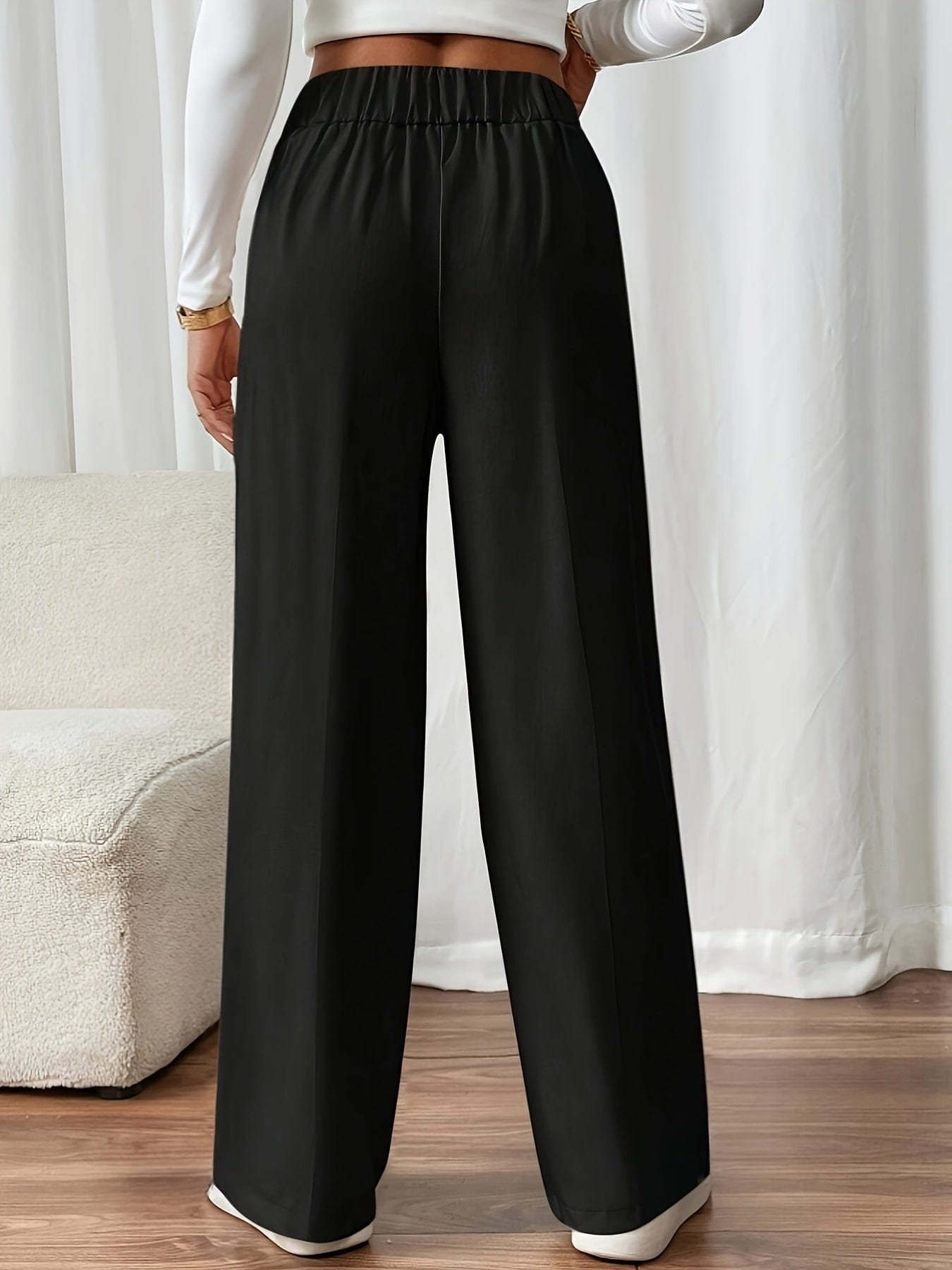 Lavinque Pants Pantalon Taille Haute Écru | Large et Élégant | Chic et Polyvalent