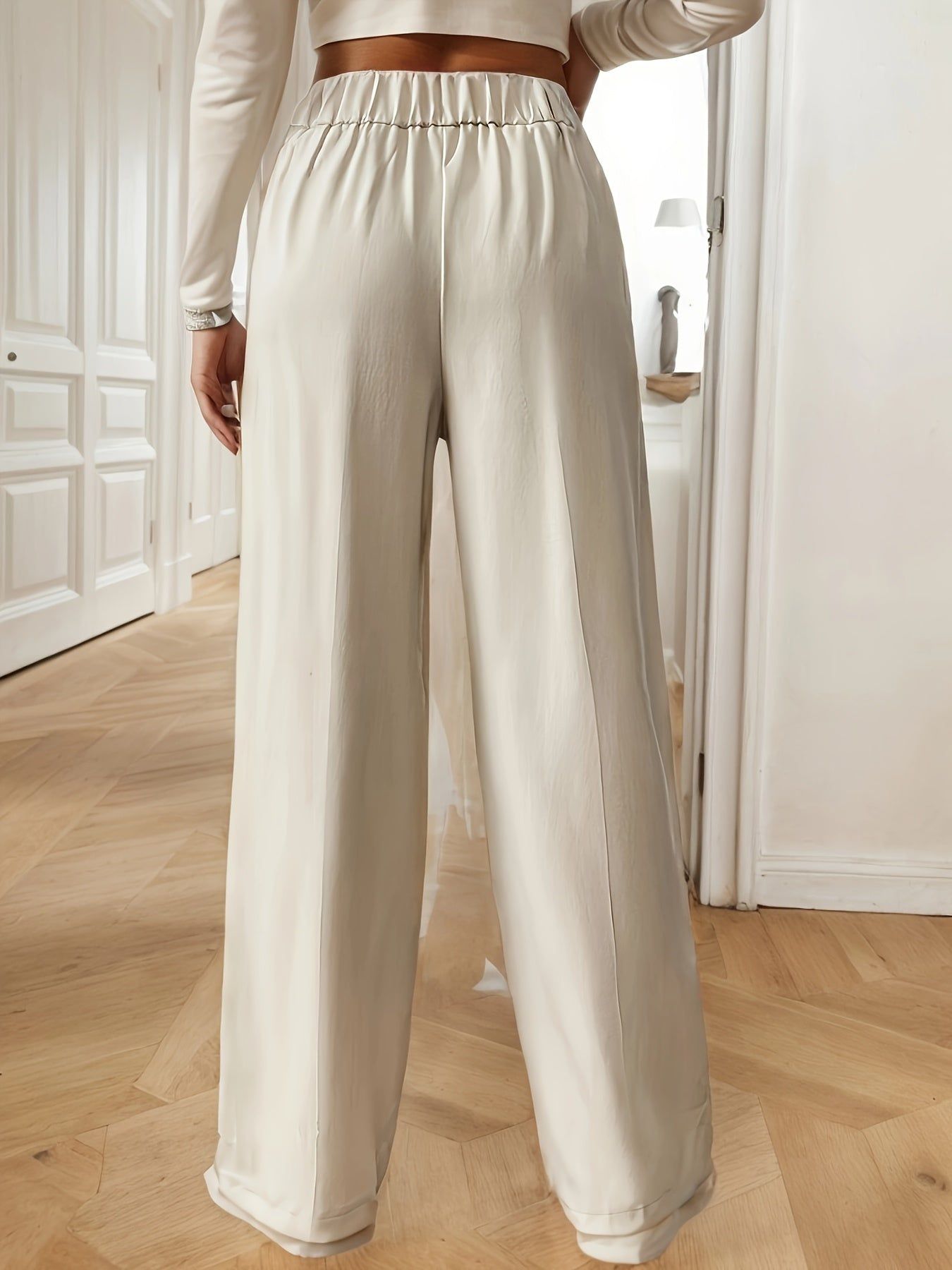 Lavinque Pants Pantalon Taille Haute Écru | Large et Élégant | Chic et Polyvalent