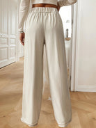 Lavinque Pants Pantalon Taille Haute Écru | Large et Élégant | Chic et Polyvalent