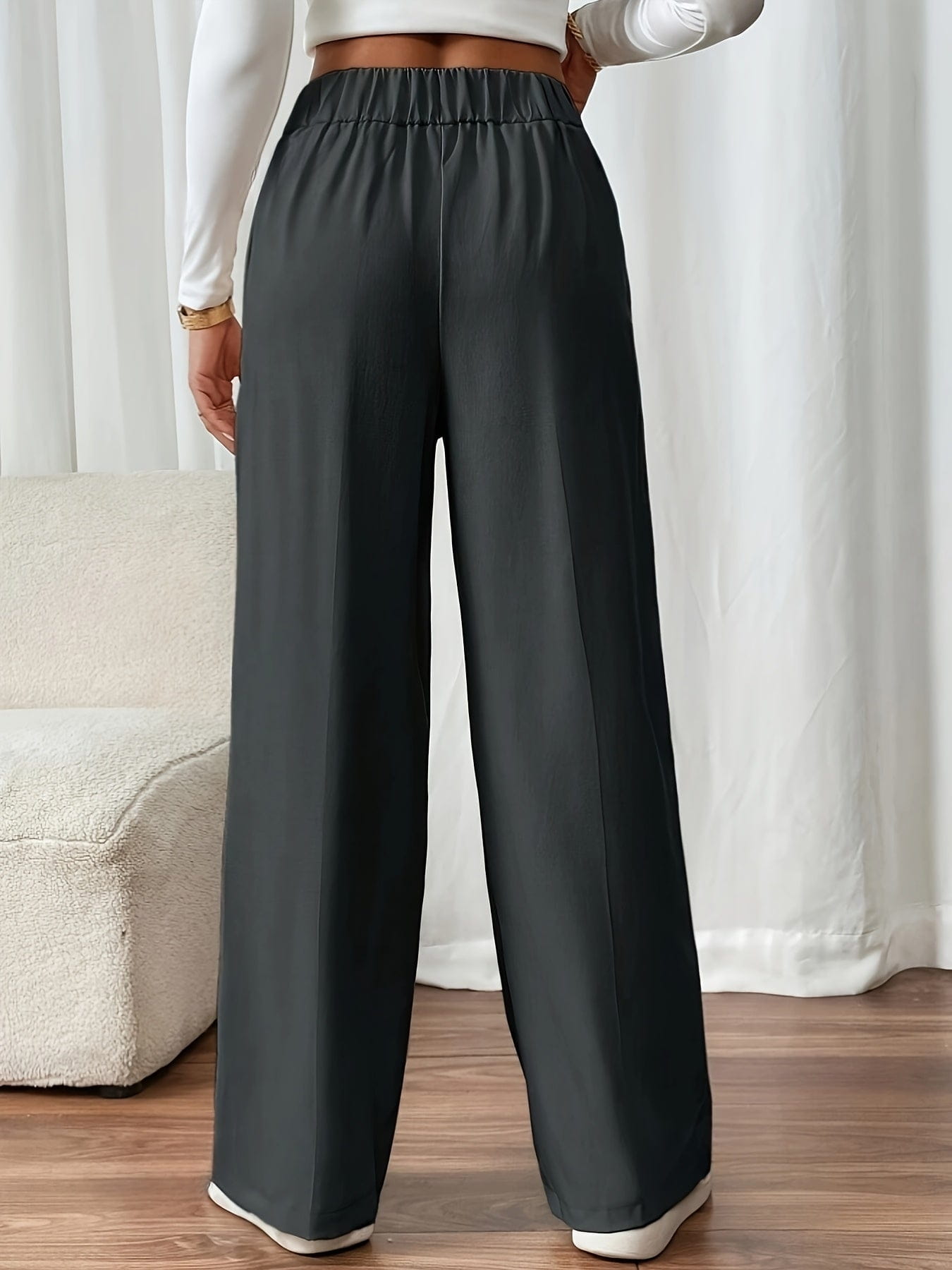 Lavinque Pants Pantalon Taille Haute Écru | Large et Élégant | Chic et Polyvalent