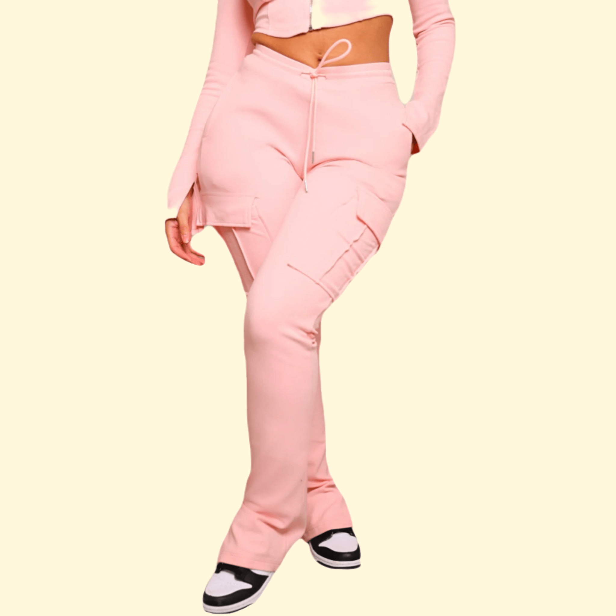 Lavinque Pants Rose / S Pantalon cargo ajusté en coton | Pantalon | Style urbain et confort moderne