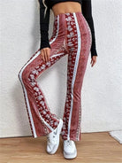 Lavinque Pants Rose / S Pantalon Flare Femme | Velours & Imprimé Bohème | Look Rétro Chic