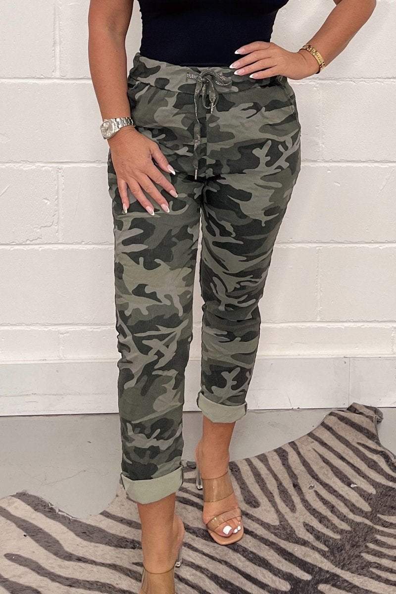 Lavinque Pants Vert armée / S Pantalon Camouflage Décontracté | Confort & Style | Look Tendance