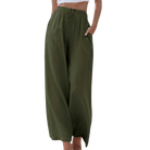 Lavinque Pants Vert / S Pantalon Large en Lin | Taille Élastique | Léger et Confortable