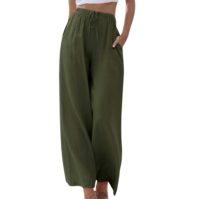 Lavinque Pants Vert / S Pantalon Large en Lin | Taille Élastique | Léger et Confortable