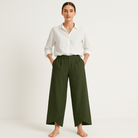 Lavinque Pants Vert / XS Pantalon Large en Lin | Tissu Naturel | Léger et Décontracté