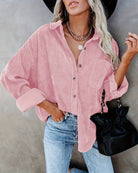 Lavinque Roze / S Bella | Vintage fluwelen overhemd