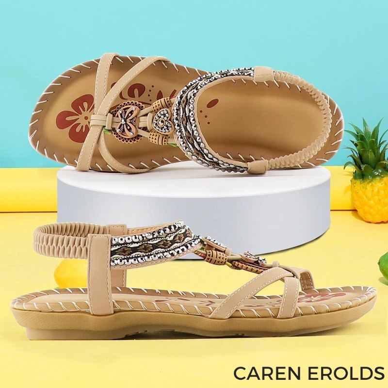 Lavinque sandal Beige / 34 Sandales Bohèmes à Perles | Confort et Élégance | Idéales pour l'Été