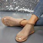 Lavinque Sandals Ballerines Filet Strass | Transparentes et Noires | Tendance et Élégance