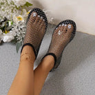 Lavinque Sandals Ballerines Filet Strass | Transparentes et Noires | Tendance et Élégance