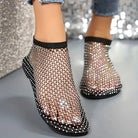 Lavinque Sandals Ballerines Filet Strass | Transparentes et Noires | Tendance et Élégance