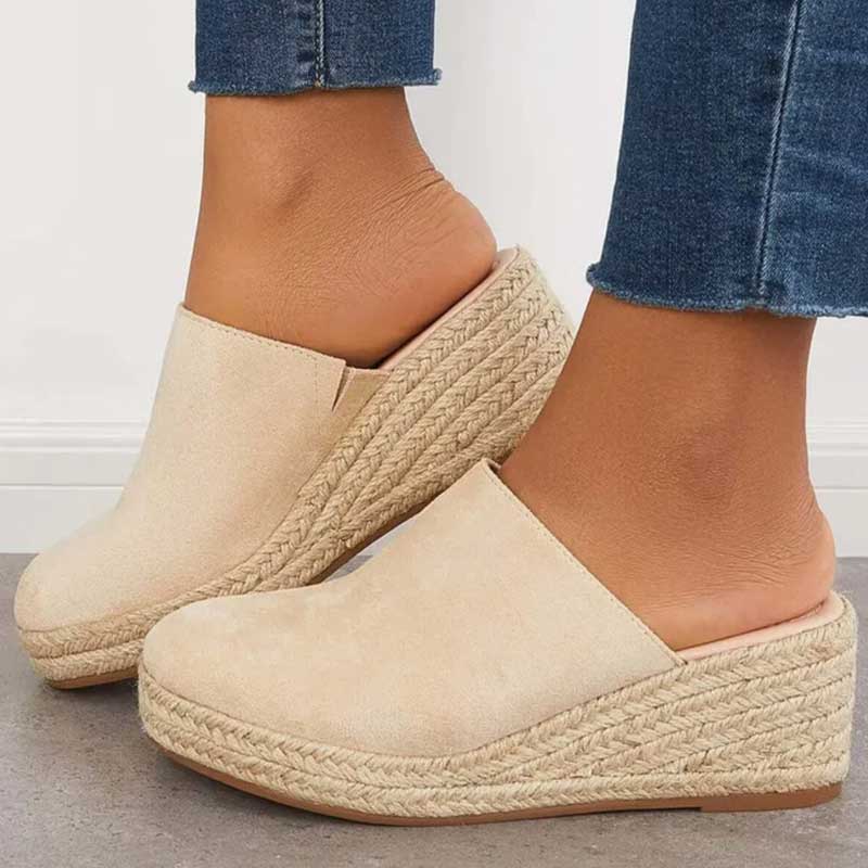 Lavinque Sandals Beige / 34 Mules Compensées | Confort & Élégance | Effet Espadrille