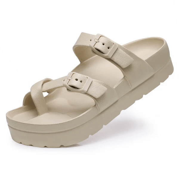 Lavinque Sandals Beige / 36 Sandales à Boucles | Confort & Polyvalence | Semelle Épaisse