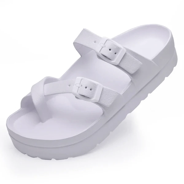 Lavinque Sandals Blanc / 36 Sandales à Boucles | Confort & Polyvalence | Semelle Épaisse
