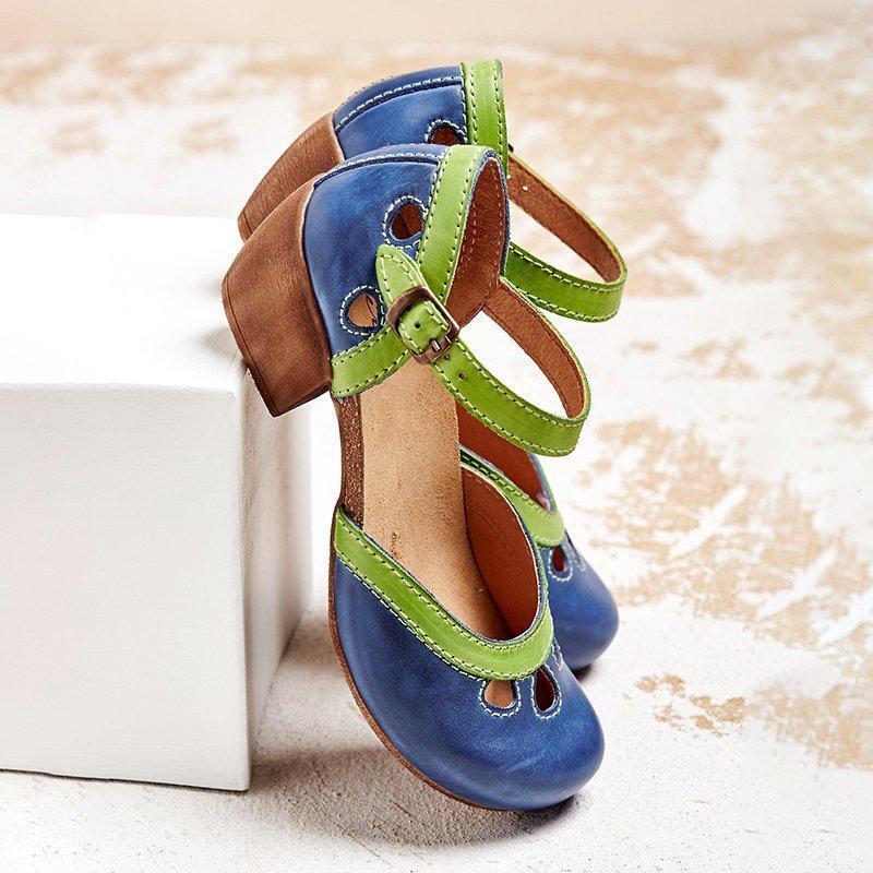 Lavinque Sandals Bleu / 34 Chaussures Vintage Femme | Élégance Rétro | Confort et Style
