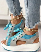 Lavinque Sandals Bleu / 35 Sandales Baskets à Semelle Épaisse | Confort & Style Sportif | Design Aéré