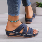 Lavinque Sandals Bleu / 35 Sandales Compensées Confort | Élégance & Soutien | Idéales pour l'Été