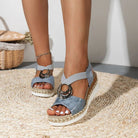 Lavinque Sandals Bleu / 36 Sandales Compensées Femme | Élégance & Confort | Idéales pour l'Été