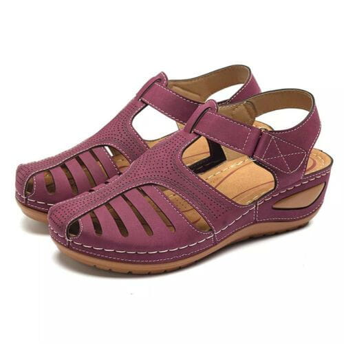 Lavinque Sandals Bordeaux / 35 Sandales Confort en Cuir | Respirantes & Élégantes | Talon Compensé