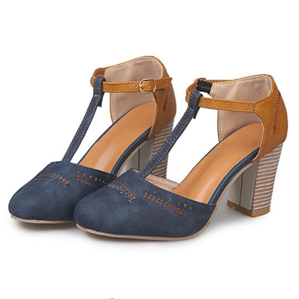 Lavinque Sandals Escarpins à Talon Bloc avec Bride en T | Élégance Rétro | Confort & Style