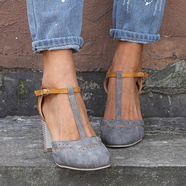 Lavinque Sandals Escarpins à Talon Bloc avec Bride en T | Élégance Rétro | Confort & Style