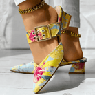 Lavinque Sandals Jaune / 37 Mules à Talons Imprimées | Élégance & Confort | Design Coloré
