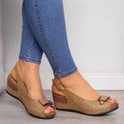 Lavinque Sandals Marron / 35 Sandales Compensées à Bout Ouvert | Élégance & Confort | Idéales pour l'Été