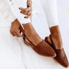 Lavinque Sandals Marron foncé / 35 Sandales Tressées Plates | Cuir Marron | Style Bohème Confortable