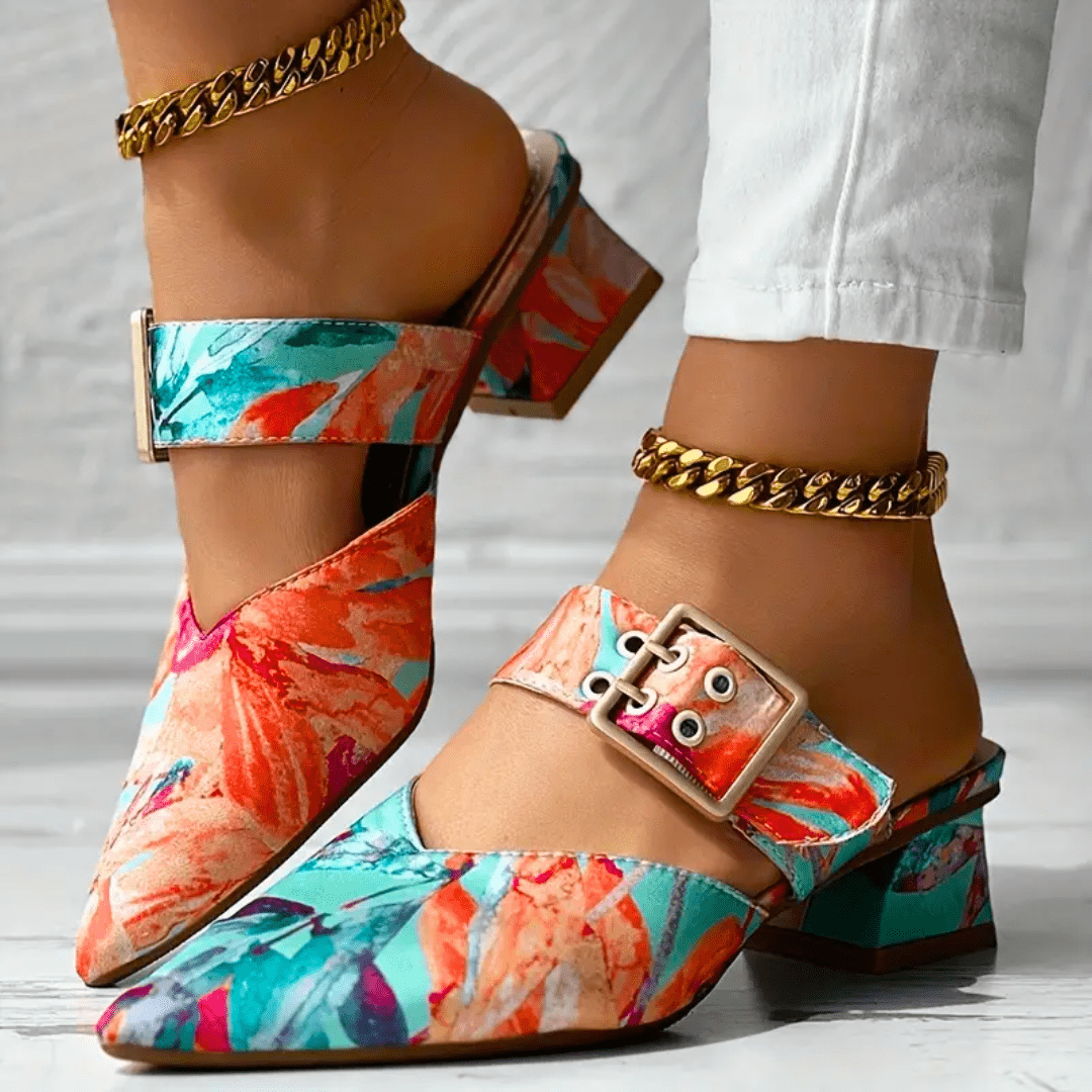 Lavinque Sandals Mules à Talons Imprimées | Élégance & Confort | Design Coloré