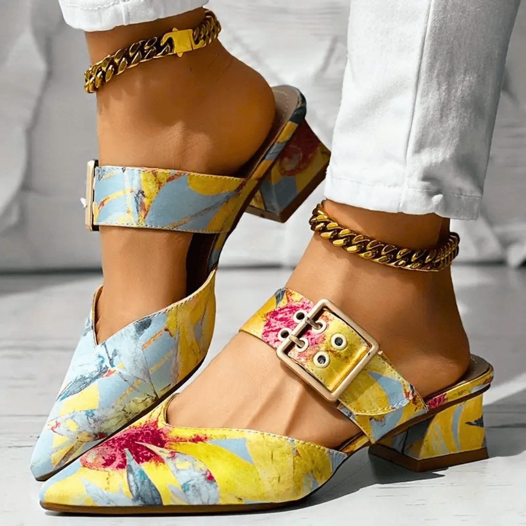Lavinque Sandals Mules à Talons Imprimées | Élégance & Confort | Design Coloré