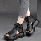 Lavinque Sandals Noir / 34 Sandales Montantes en Cuir | Confort & Style | Semelle Épaisse