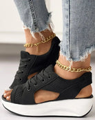 Lavinque Sandals Noir / 35 Sandales Baskets à Semelle Épaisse | Confort Style | Look Sport-Chic