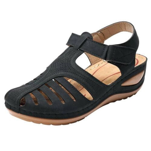 Lavinque Sandals Noir / 35 Sandales Confort en Cuir | Respirantes & Élégantes | Talon Compensé