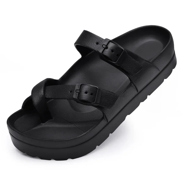 Lavinque Sandals Noir / 36 Sandales à Boucles | Confort & Polyvalence | Semelle Épaisse
