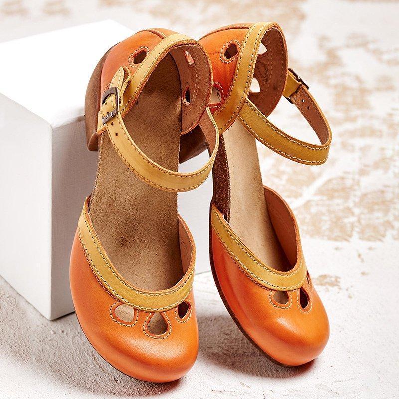 Lavinque Sandals Orange / 34 Chaussures Vintage Femme | Élégance Rétro | Confort et Style