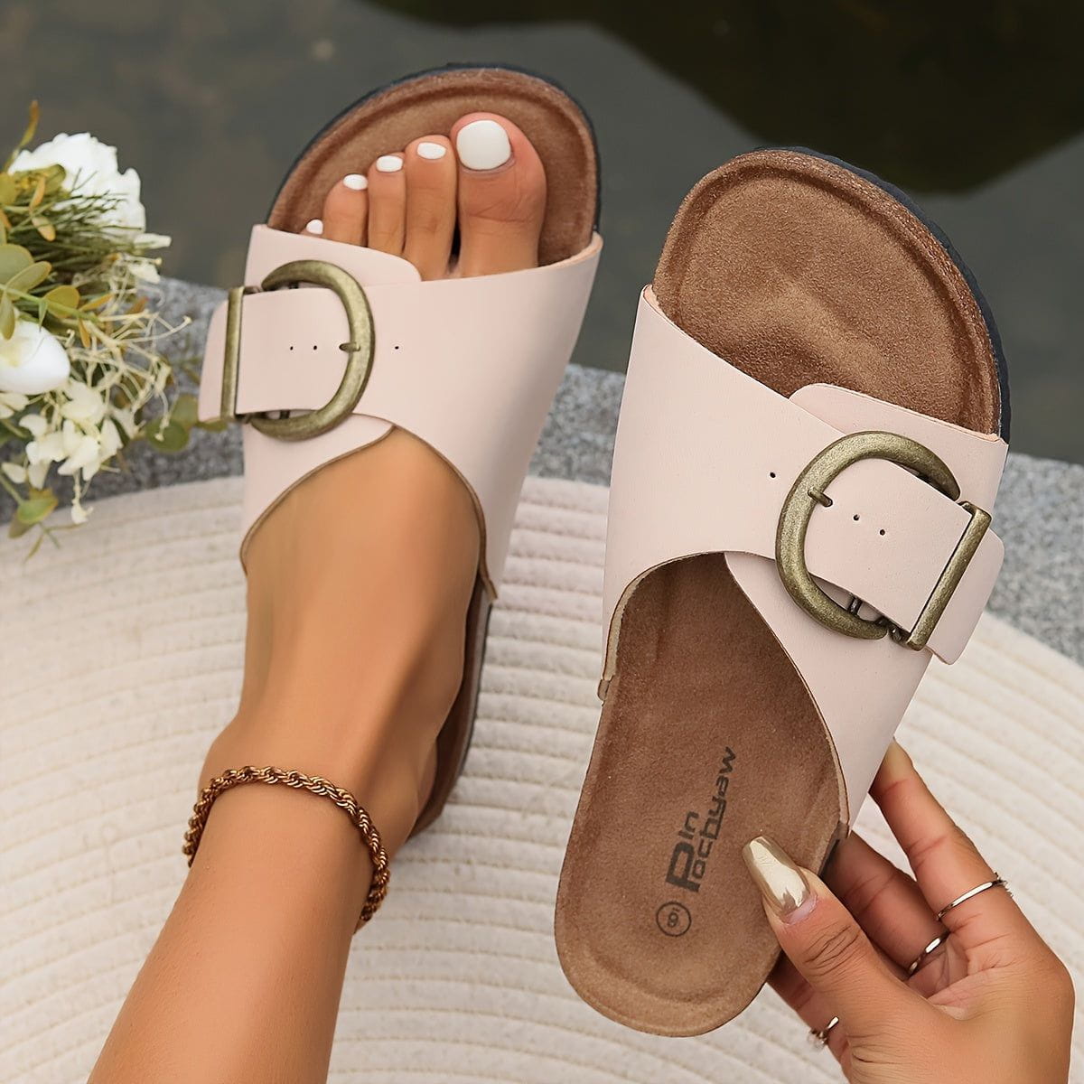 Lavinque Sandals Rose Clair / 36 Mules à Boucle | Élégance & Confort | Semelle Ergonomique