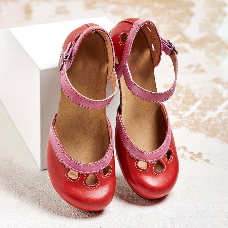 Lavinque Sandals Rouge / 34 Chaussures Vintage Femme | Élégance Rétro | Confort et Style