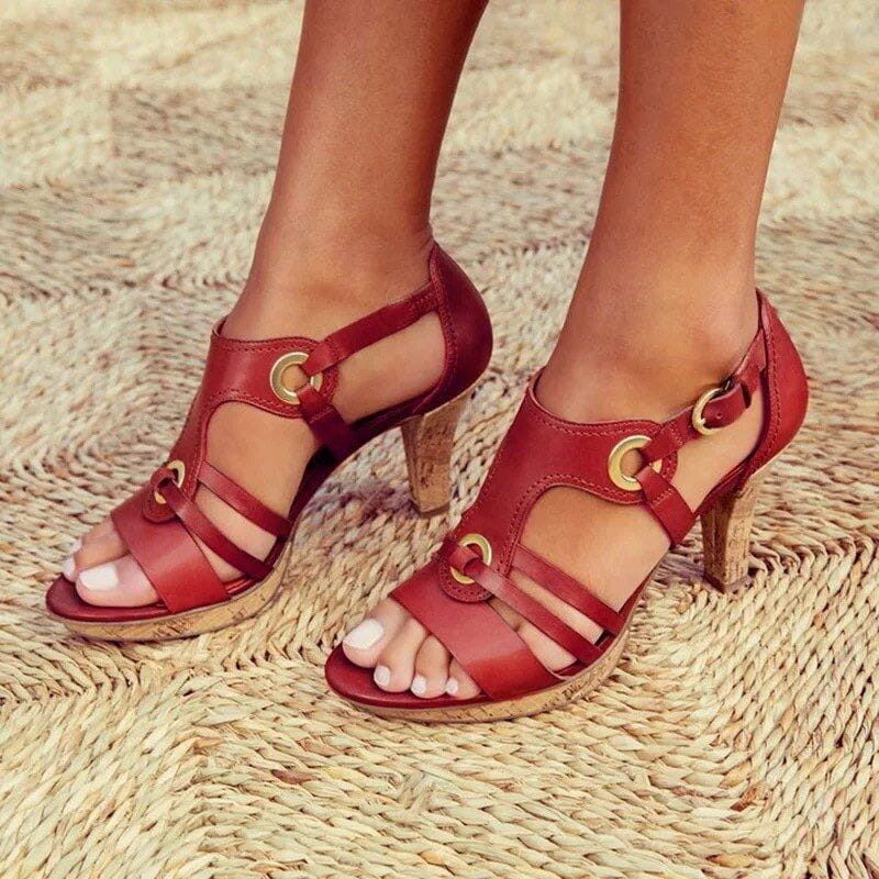 Lavinque Sandals Rouge écarlate / 35 Sandales à Talons | Grises | Élégance et Confort