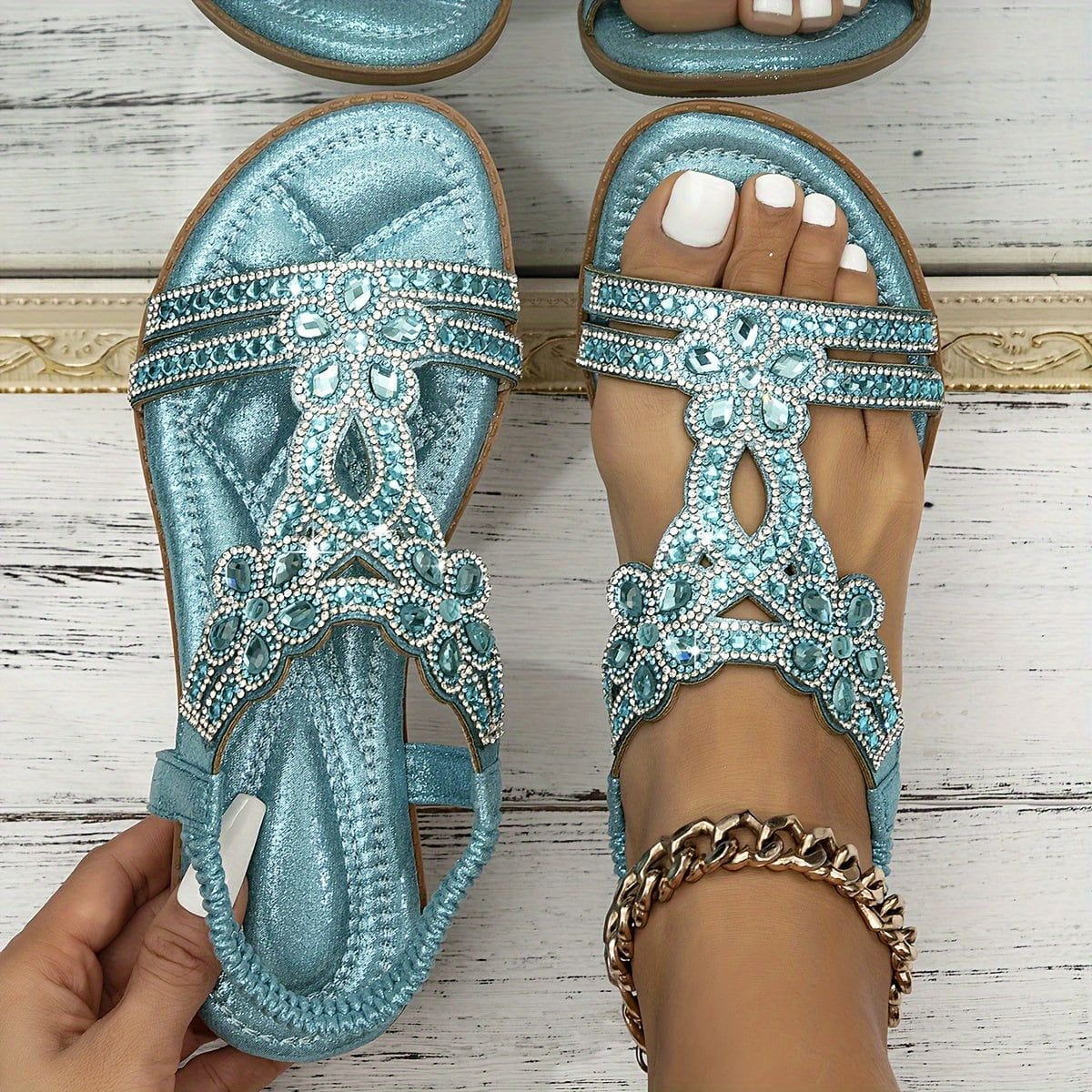 Lavinque Sandals Sandales Bohème | Bleu | Élégance et Confort Estival
