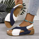 Lavinque Sandals Sandales Compensées Confort | Bleu et Blanc | Élégance Décontractée