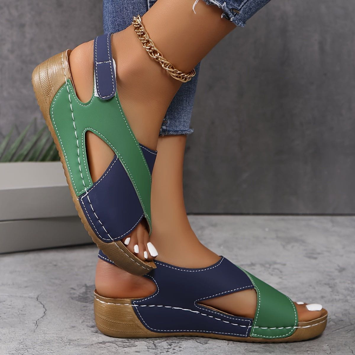 Lavinque Sandals Sandales Compensées Confort | Bleu et Blanc | Élégance Décontractée