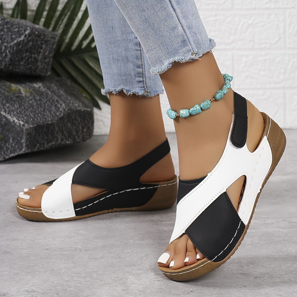 Lavinque Sandals Sandales Compensées Confort | Bleu et Blanc | Élégance Décontractée