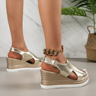 Lavinque Sandals Sandales Compensées Métallisées | Argenté | Modernes et Confortables