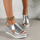Lavinque Sandals Sandales Compensées Métallisées | Argenté | Modernes et Confortables