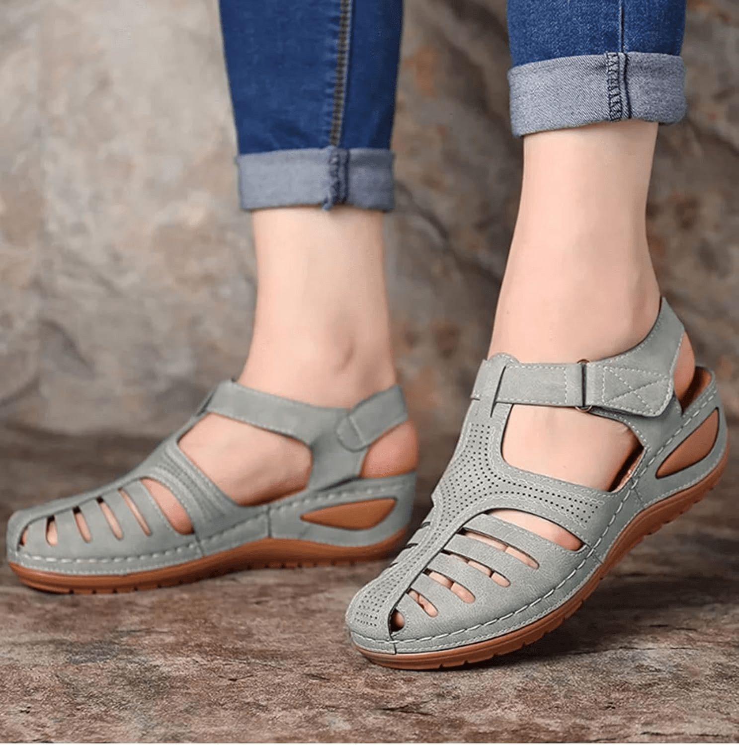 Lavinque Sandals Sandales Confort en Cuir | Respirantes & Élégantes | Talon Compensé