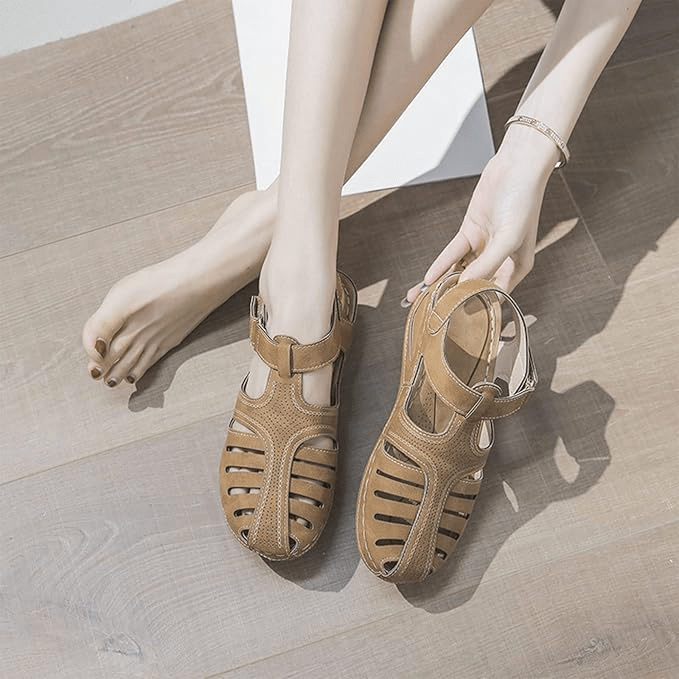 Lavinque Sandals Sandales Confort en Cuir | Respirantes & Élégantes | Talon Compensé