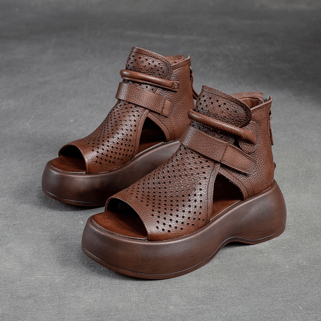 Lavinque Sandals Sandales Montantes en Cuir | Confort & Style | Semelle Épaisse