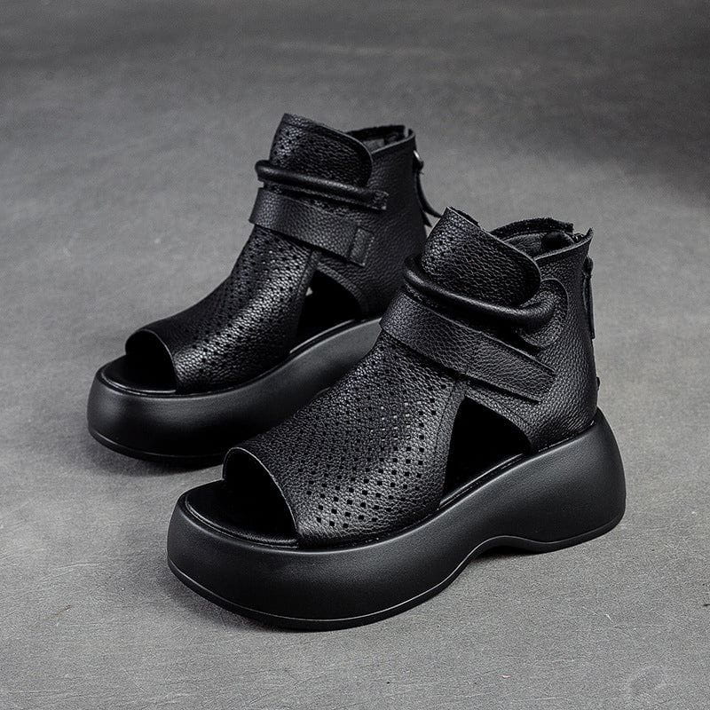 Lavinque Sandals Sandales Montantes en Cuir | Confort & Style | Semelle Épaisse